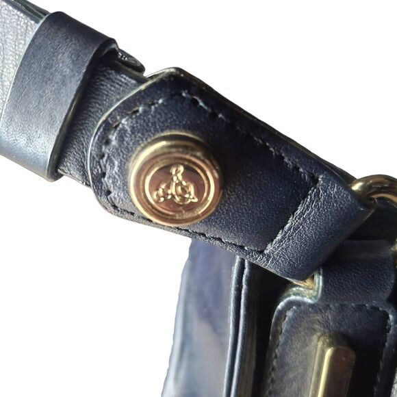 Vintage Tre Vero Navy Blue Leather Shoulder Bag – Adjustable Strap - Picture 5 of 9